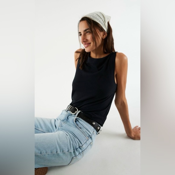 We The Free Boat-Neck Muscle Tank ~ NWT ~ XS ~ Black ~ Free People - Picture 11 of 12
